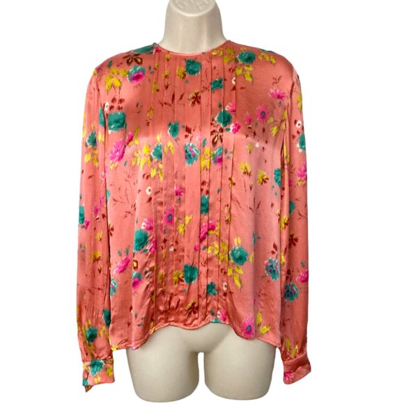 Emanuel Ungaro Tops - EMANUEL UNGARO Silk Red Pink Floral Shirt Top